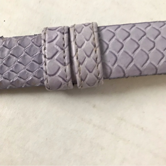 ELLEN TRACY Leather Belt Lavender Silver Ovals Buckle One Size Fits Most 27-43” - Picture 2 of 11